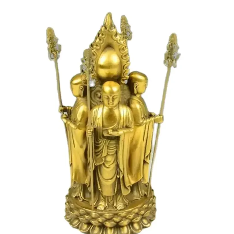 Pure Copper Jiuhua Mountain Ksitigarbha Bodhisattva Four sided Buddha Statue Ornament Home Worship Buddha Hall Pure Copper Supp