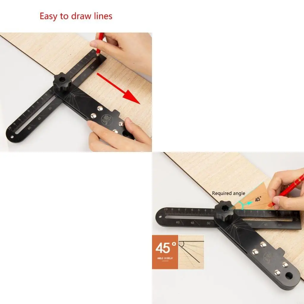 G92C Carpenter T-square Measuring Tool Ruler Parallel-Line Marker Woodworking