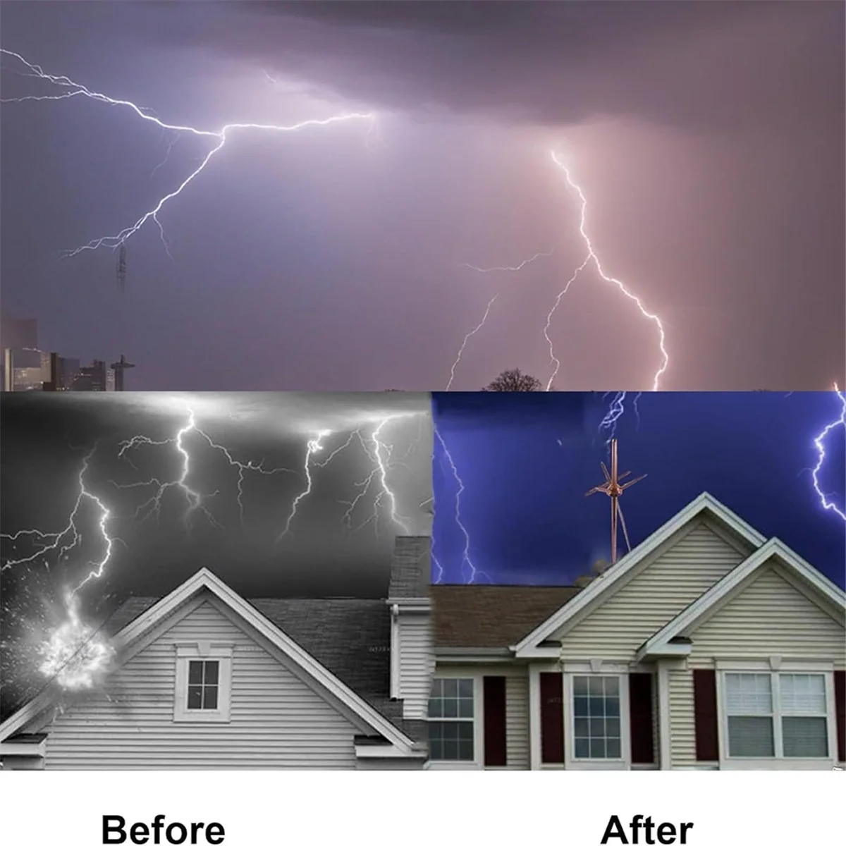 

A20M Three-Pole Spike Copper Plated Removable Protection Equipment Protection System Kit for House Roof Bungalow Tin House