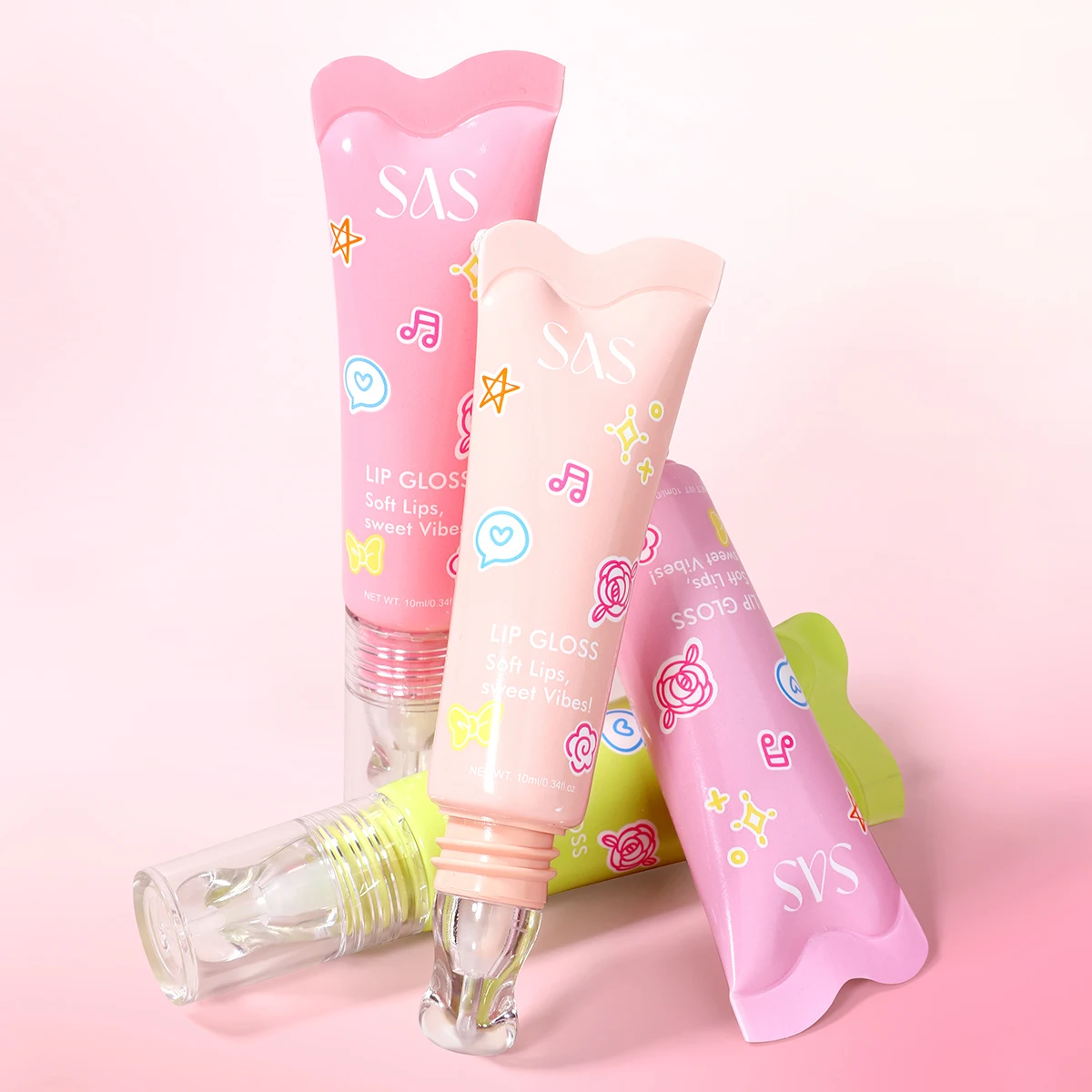 SAS Lichtgewicht, geleiachtige lipgloss die hydrateert, hydrateert, vermindert liplijnen en creëert een zoete liplook.