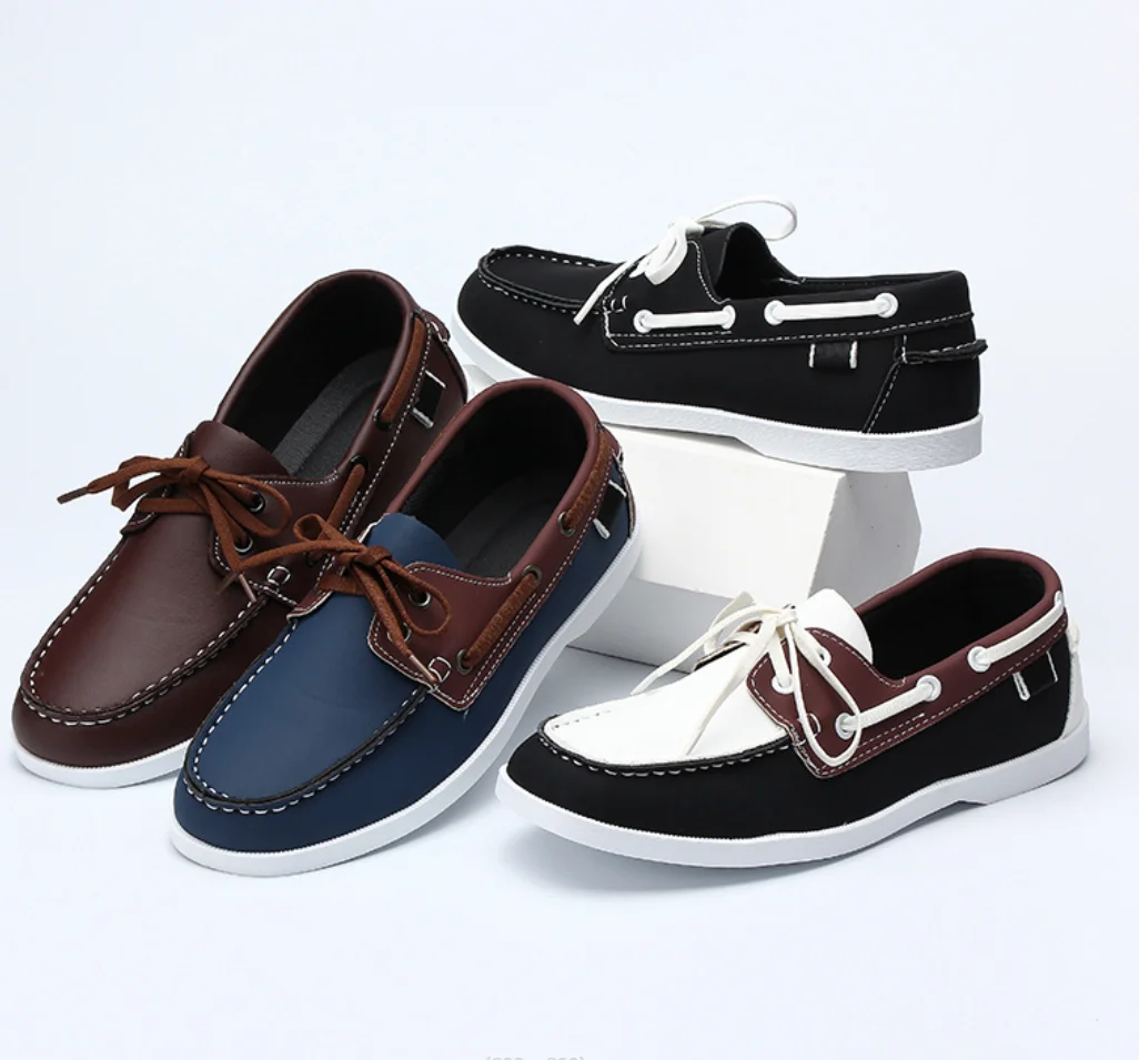 New Leather Dress Boat Shoes for Man Stylish Business Male Loafers Brand Slip on Casual Flats Moccasins Breathable Formal Shoes