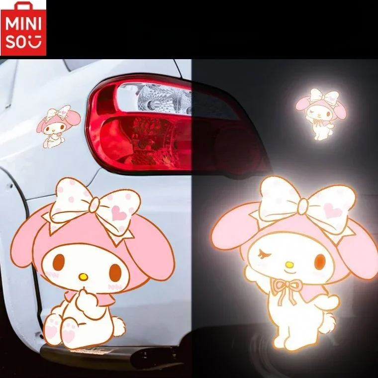 

MINISO Sanrio Melody Car Body Reflective Sticker Combination Cute Reflective Warning Sticker Cool Cover Scratch Car Sticker