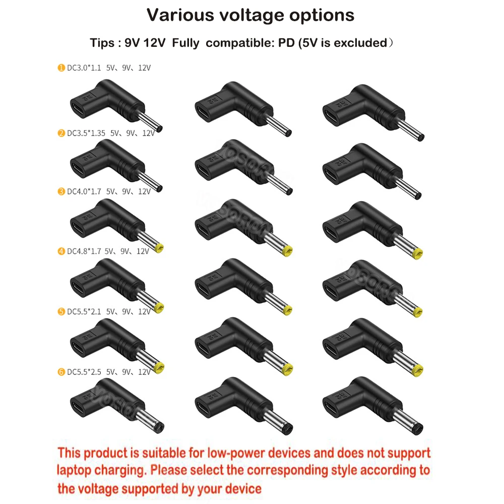 USB C PD to DC Power Connector Universal 5V 9V 12V Type C to DC Jack Plug Charging Adapter Converter for Router Tablet Mini Fan