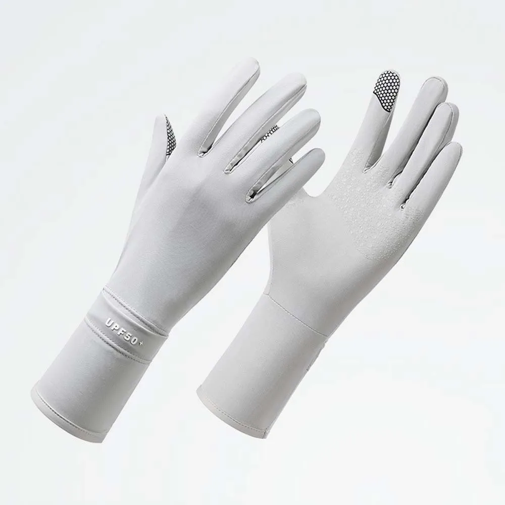 

Breathable Women Sunscreen Gloves Solid Color Thin Ice Silk Riding Gloves Touch Screen Quick Dry Summer Driving Mittens Outdoor