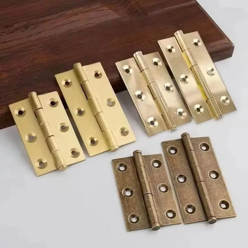 10PCS Solid Brass Hinged Furniture Hinges Cupboard Wardrobe Bookcase Kitchen Cabinet Door Hinges Wood Case Box Hinges+Screws