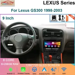 For Lexus GS300 1998-2003 Android 12.0 Octa Core 8+256G 1280*720 Car Multimedia Player Stereo Receiver Radio Carplay WIFI 4G