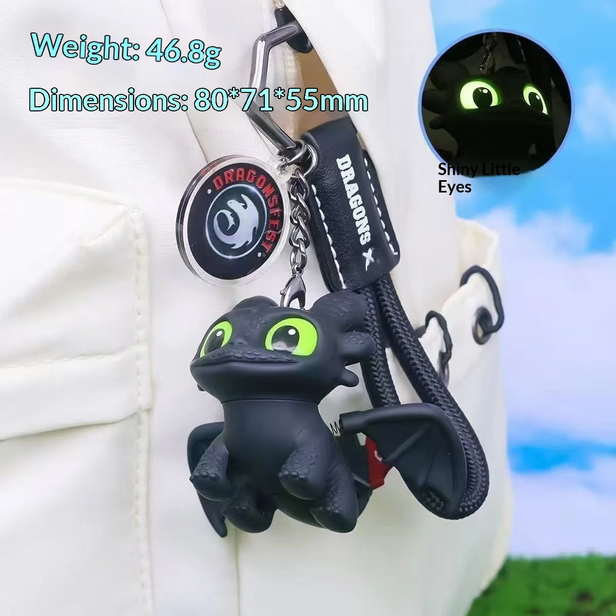 Potdemiel Genuine Car Dashboard Decoration Glowing Toothless Ornament Car Hanging Accessory Interior Night Fury Wings Can Move image 4