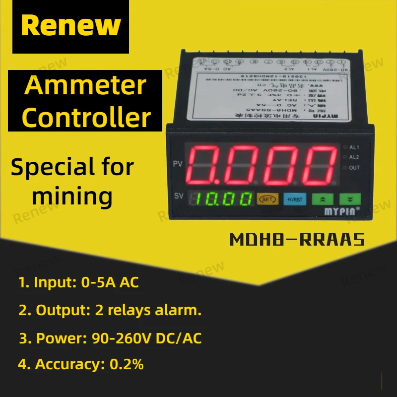 

Mining Special Current Control Meter 0-5a Ac Relay Output 90-265v Ac Dc Power Mdh8-rraa5