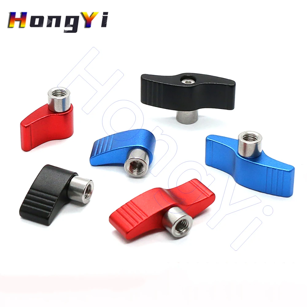 5PCS M3 M4 M5 M6 Thumb Nuts Aluminum Alloy Butterfly Shape Adjustable Handle Clamping Knob Tighten Nut for SLR Rail Rod Slider