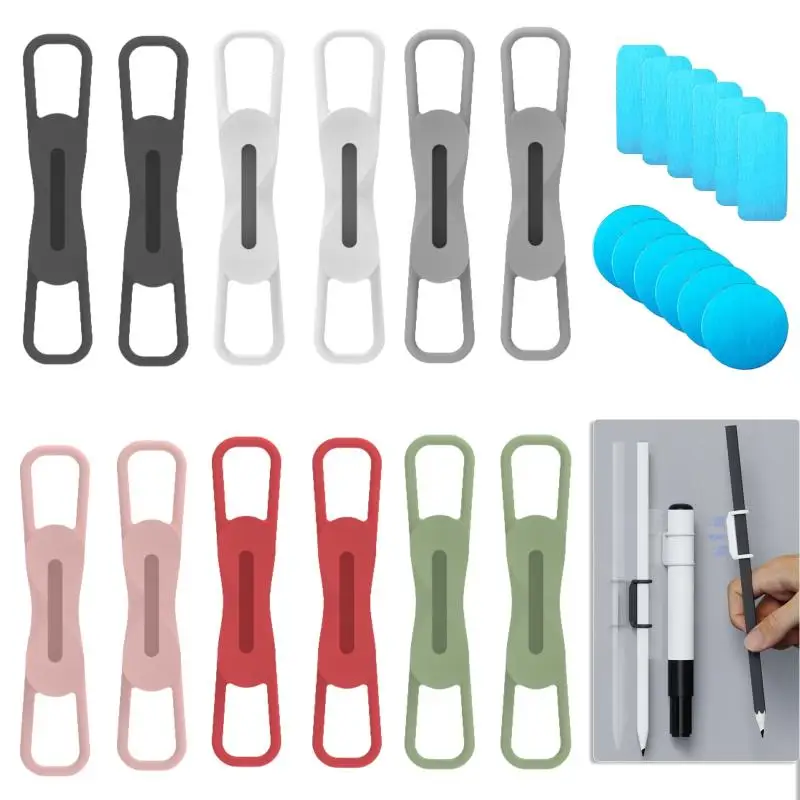 2/3/6Pcs Magnetic Pen Clips Silicone Adjustable Holder for Tablet Touch Stylus Office Desk Organization Portable Accessories