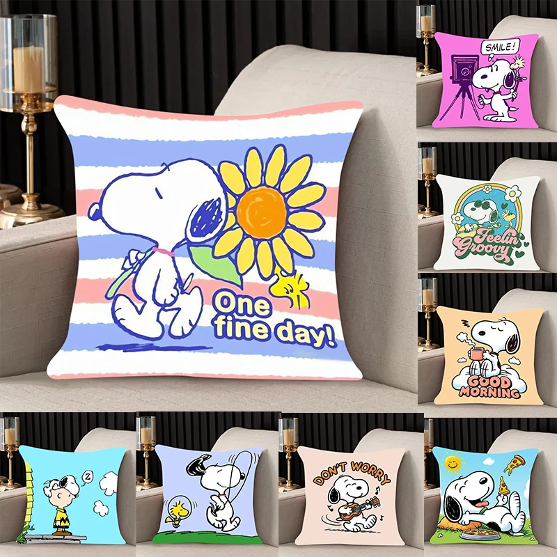 

home decor Pillow Cover Snoopy iving room 40x40 car restaurant deck chair Dakimakura Throw Pillows Square Pillowcase 45x45cm