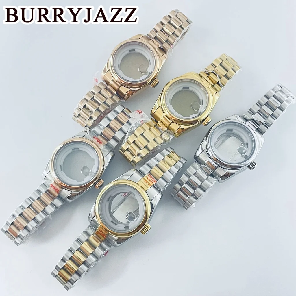 

BURRYJAZZ 31 мм NH05 NH06 Корпус для часов Серебристый корпус из нержавеющей стали розового золота с сапфировым стеклом Crysta Водонепроницаемый