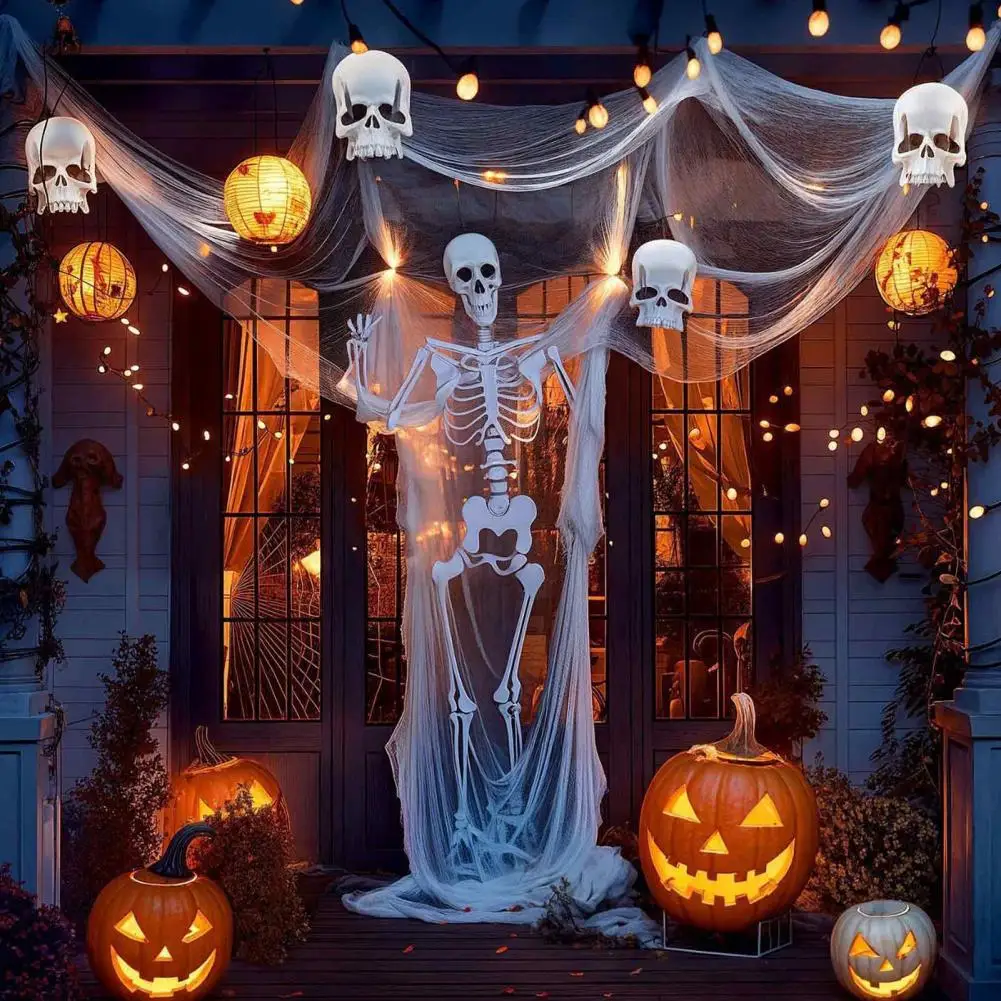 Spooky Halloween Gauze Fabric Black Cloth for Decoration Halloween Gauze Fabric White Cloth Black Spooky Decorations for Indoor
