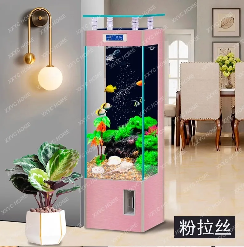 Ultra-white Glass Fish Tank Living Room Small Floor-to-ceiling Vertical Goldfish Tank Aquarium
