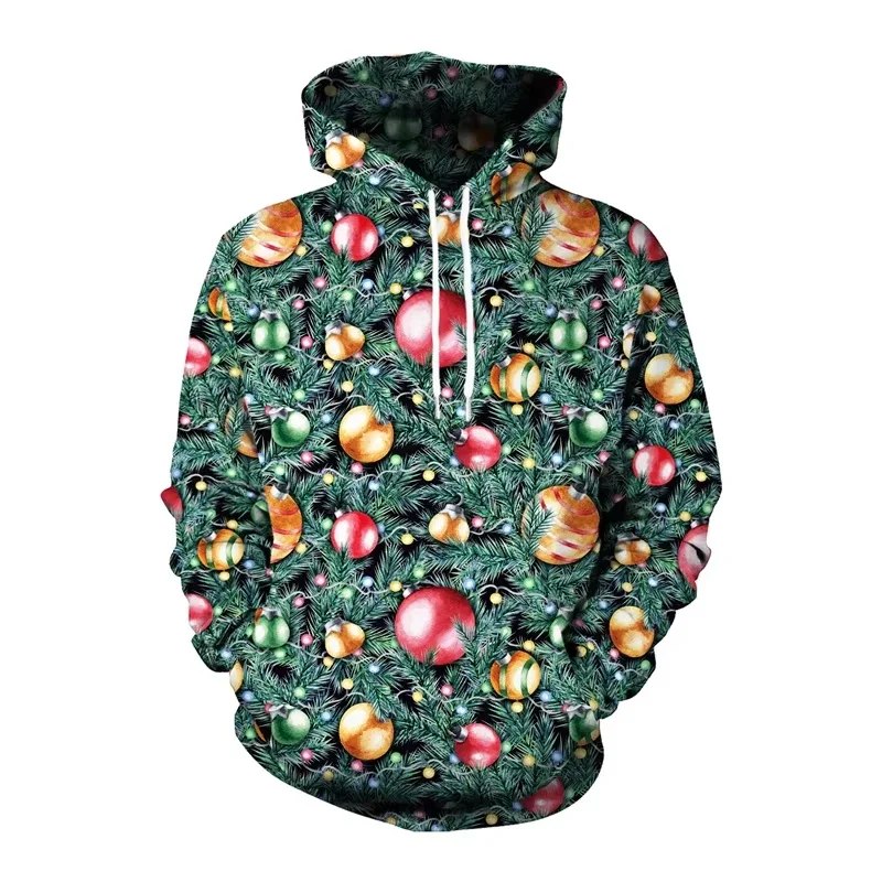 Funny Christmas Men Tops 3d Printed Men's Christmas Elk Hoodie Fashion Men Long Sleeve Hoodie Men's Pullover Hooded Sweatshirt