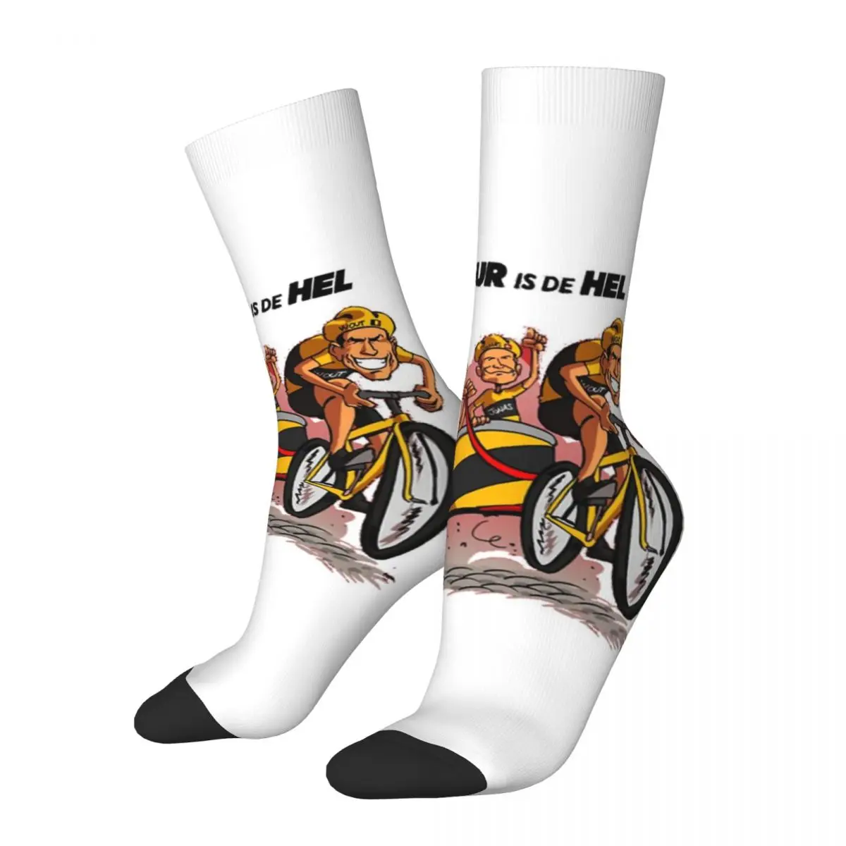 Hip Hop Retro Wout Van Aert Verrückte Männer compression Socken Unisex van der poel kunst merch Straße Stil Nahtlose gedruckt Crew Socke