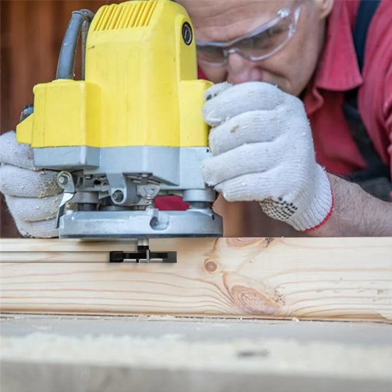 

AT05-Titanium-Coated Carbide 1/4" Shank,1-3/8" Cutting Diameter 2+2 Flutes For CNC Spoilboard Planing