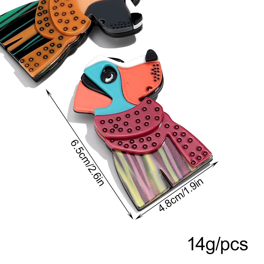 Neue Mode Acryl Bunte Schal Hund Broschen für Frauen Unisex Nette Tiere Spleißen Abzeichen Schmuck Geschenke Kleidung Zubehör – Detail 2