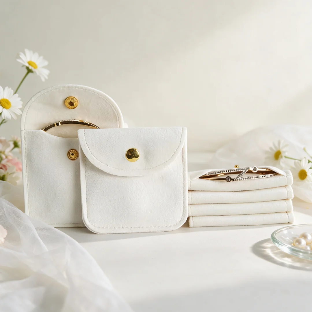 10Pcs/Lot Soft Velvet Snap Closure Jewelry Storage Pouches for Rings Earrings Bracelets Pendants and Wedding Party Favors