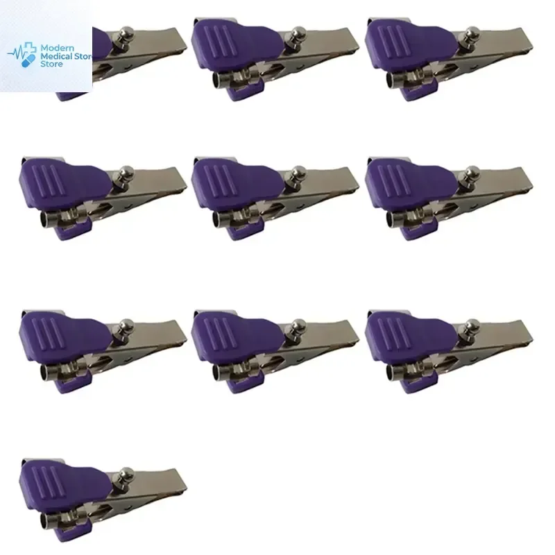 2026 New, High Quality, 10Pcs Multi-function Alligator Clip Electrodes for Animals Veterinary Use with Banana Plug to