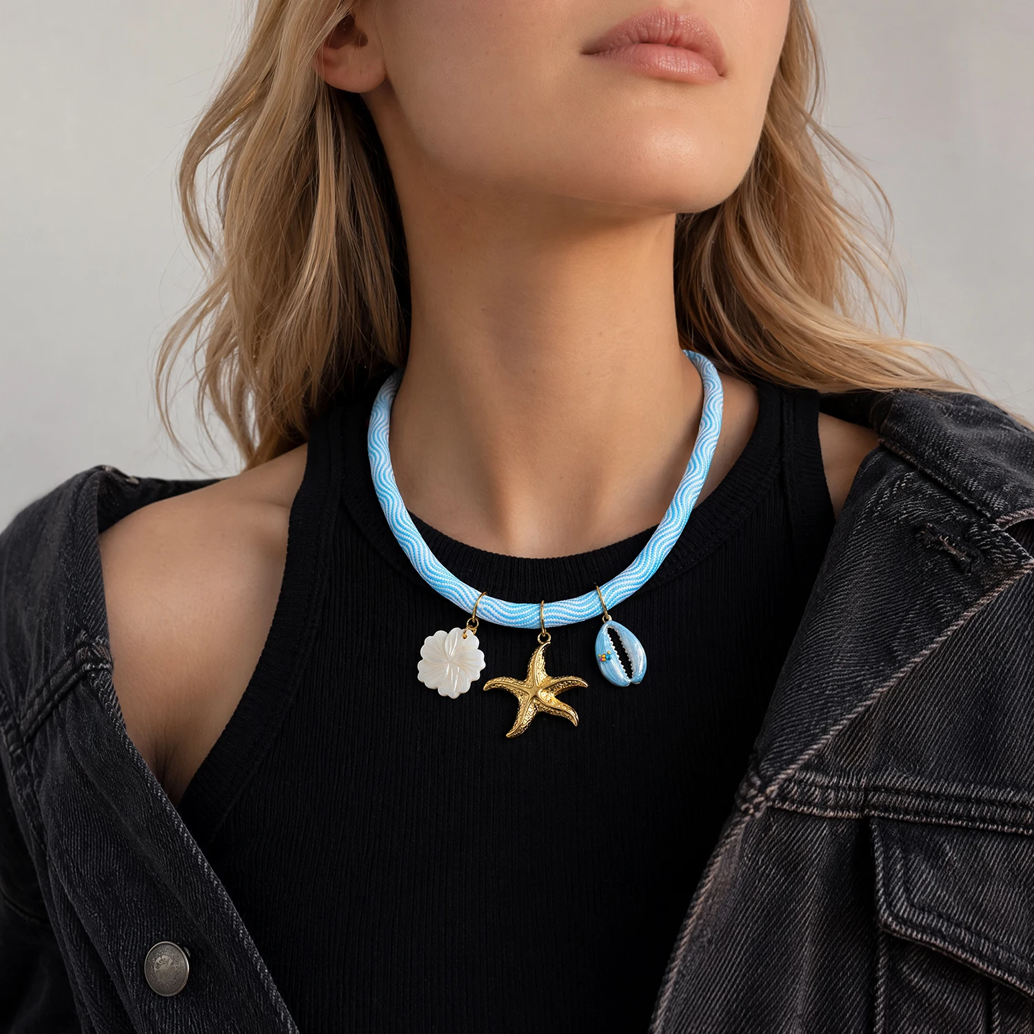 8mm Thick Rope Chain Statement Necklace, 304 Stainless Steel Pendant, Creative Design Fashion Jewelry for Women Outfit Accessory