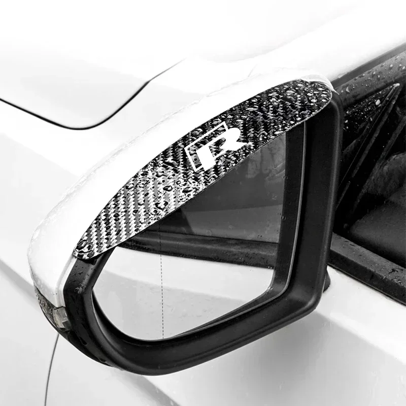 2Pcs Car Rearview Mirror Rain Eyebrow Carbon Fiber For Volkswagen Tiguan Bora POLO PASSAT CC Touran GOLF Jetta Arteon T-CROSS