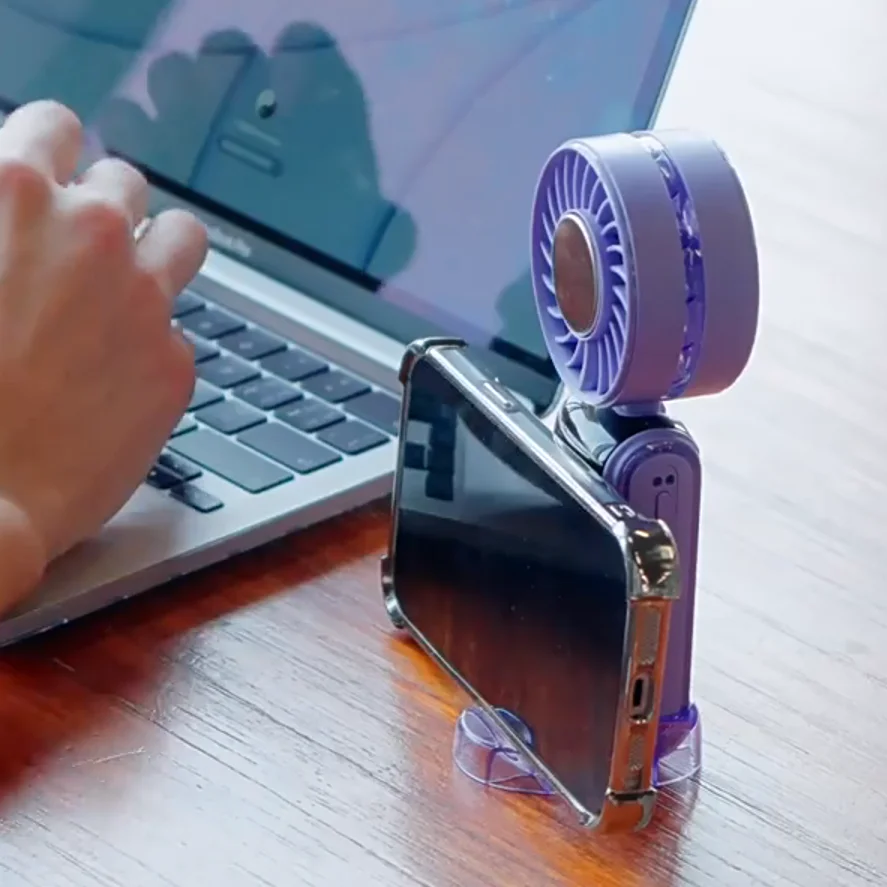 Ручной охлаждающий вентилятор, 100 скоростей, аккумулятор 3600 мАч, бесшумное охлаждение одним касанием, складная подвеска на шею и подставка для телефона