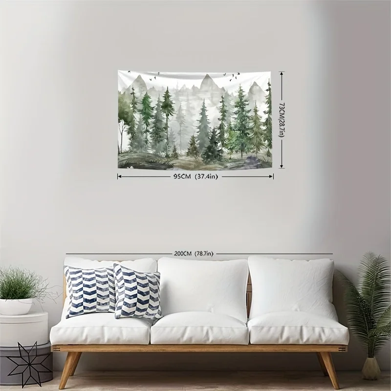 Forest Mountain Landscape Tapestry, Living Room, Bedroom, Office, Home Decoration, Room Decoration, Party Decoration
