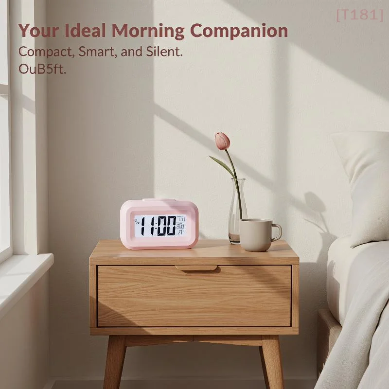 [E] Digital Compact Alarm Clock Multiple Colors Temperature Date Display Snooze Function For Bedroom Office Students Dorm