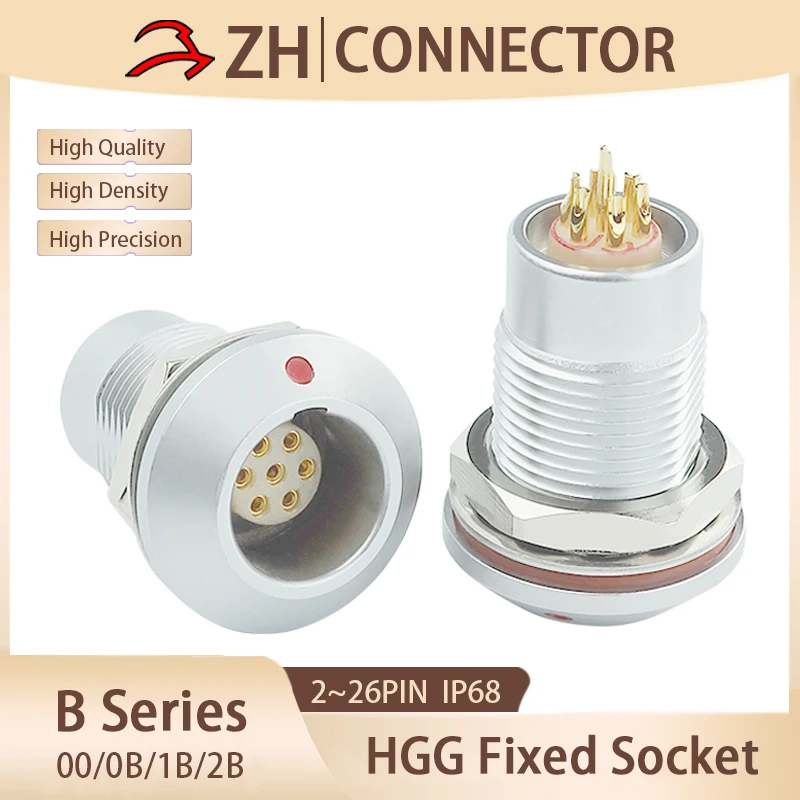 

1B 2B waterproof HGG joint vacuum sealed socket 2 3 4 5 6 8 10 12 14 16 18 19 26 Pin metal circular self-locking female seat