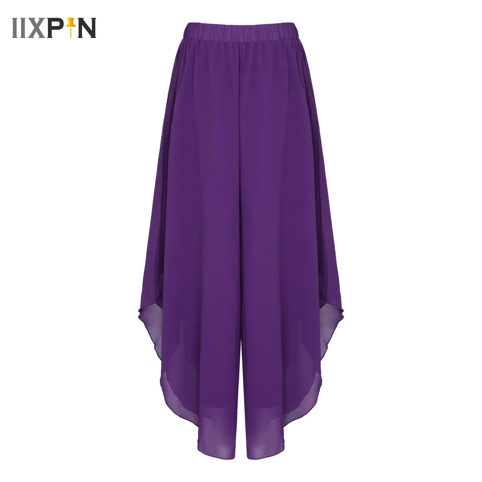 

Women Ballet Dance Chiffon Pants Wide Leg Pants Classical Modern Dance Training Pants Loose Dance Pants Adult Yoga Tiered Pants