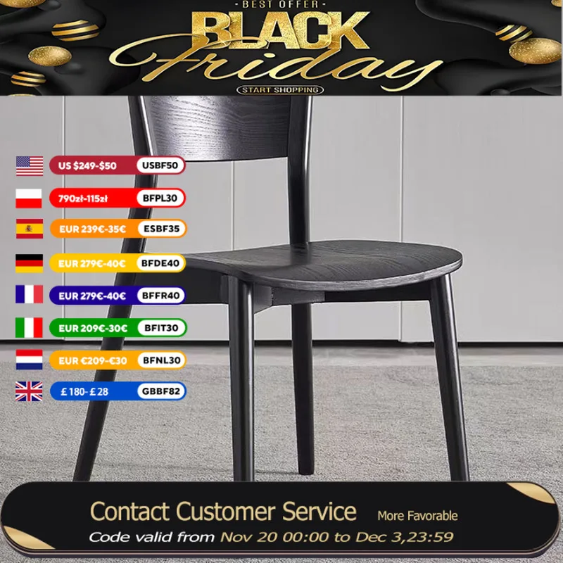 

Black Wooden Dining Chair Minimalist Back Rest Modern Nordic Dining Chair Living Room Relaxing Krzesla Do Jadalni Home Furniture