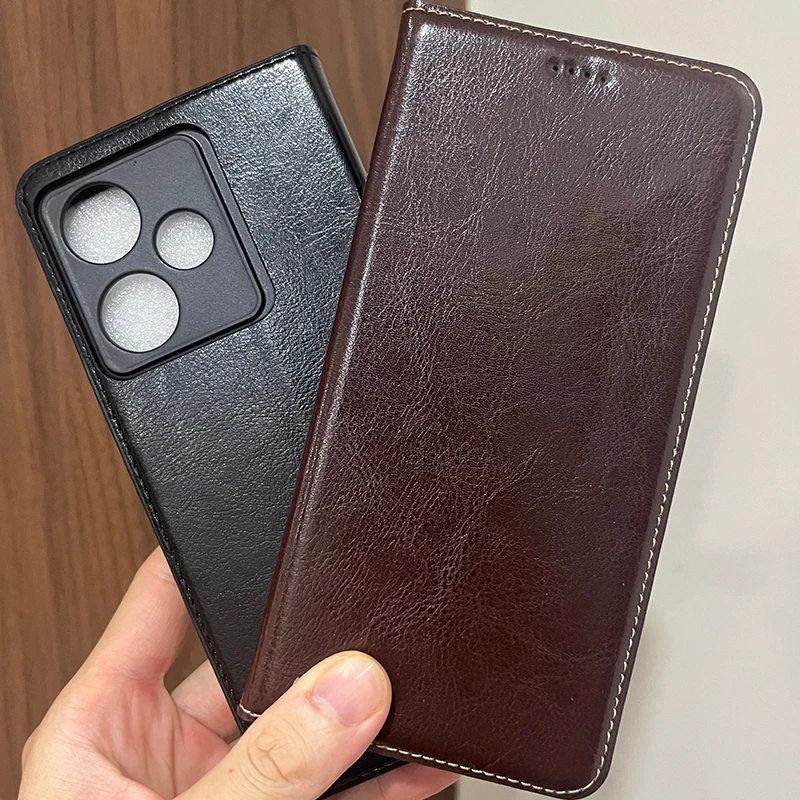 Magnetic Genuine Leather Skin Flip Wallet Phone Case Cover On For