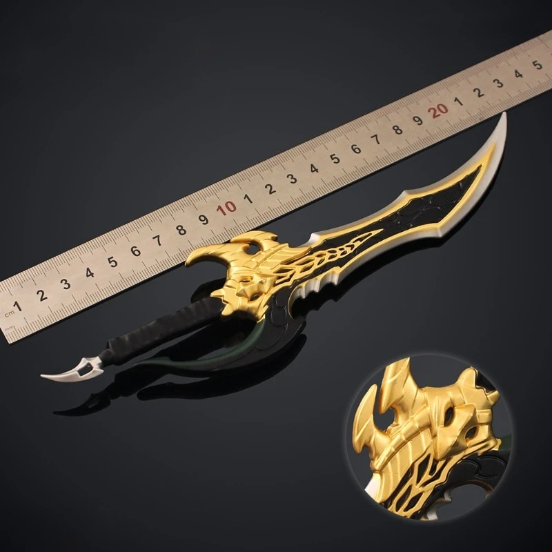 อาวุธอนิเมะแบบปรับระดับได้ขนาด 22 ซม./8.66 นิ้ว ของเล่นสะสม โมเดลอาวุธฟันยาว อุปกรณ์ตกแต่งบ้าน