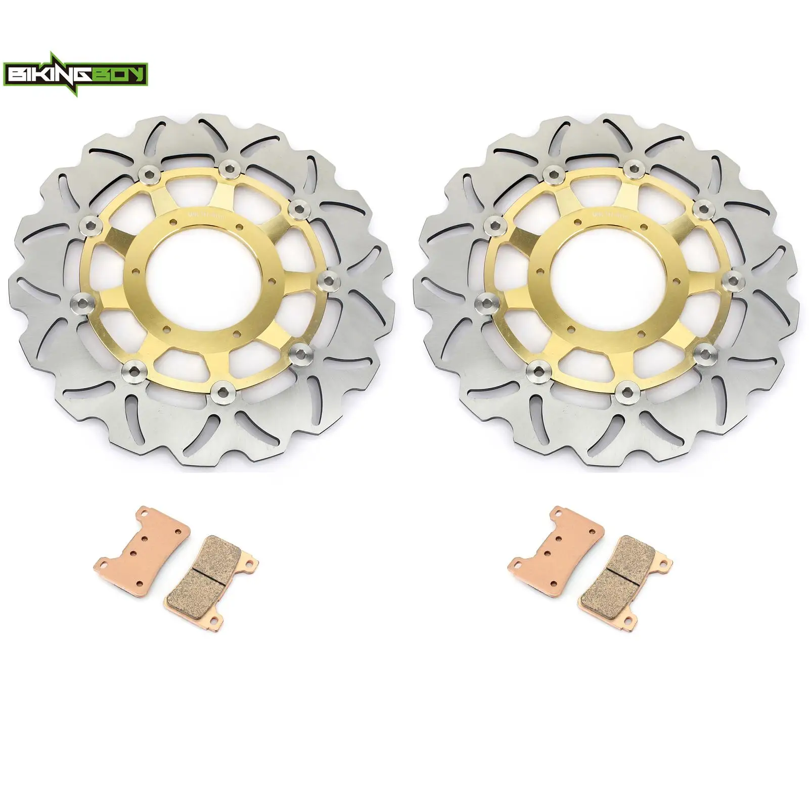 BIKINGBOY Front Brake Discs Disks Rotors + Pads For Honda CBR 1000 RR Fireblade 04 05 06 07 08 09 10 11 12 13 14 15 16 CBR1000RR