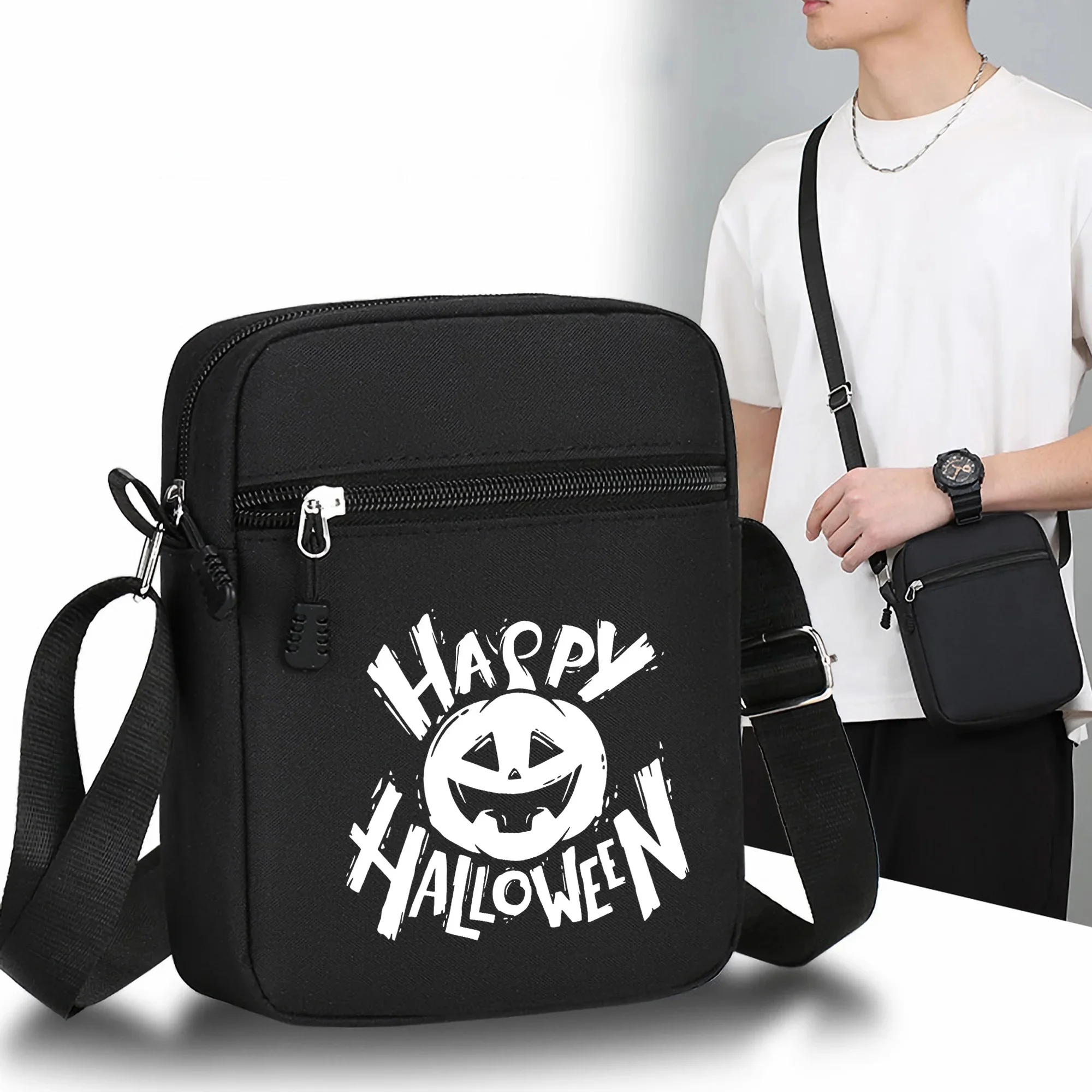 Миниатюрная сумка через плечо из ткани Оксфорд с изображением тыквы и монстров, модные Наплечные сумки с регулируемым ремешком, Повседневная Спортивная дорожная стильная сумка