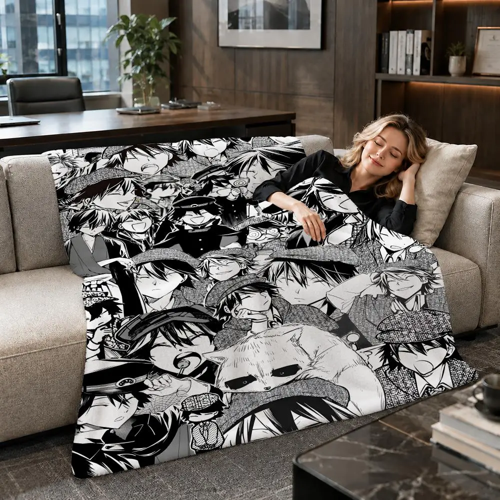 Anime Bungo Stray Dogs Genius Ranpo Throw Blankets Soft Warm Flannel Blanket Bedding for Bed Living room Home Sofa