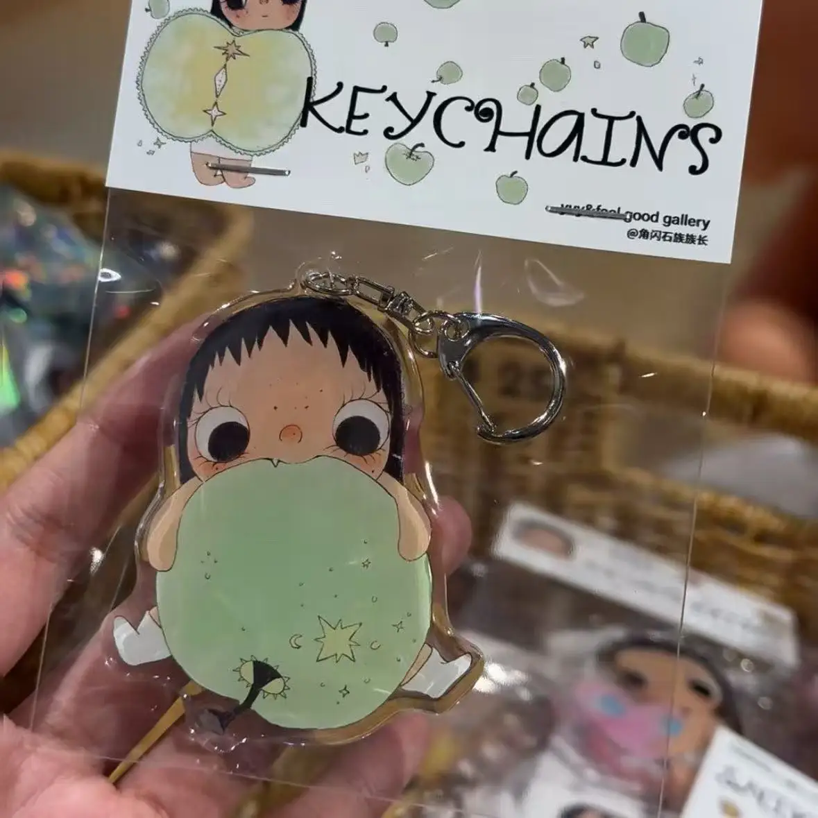 Cute Cartoon Girl Keychain Kawaii Acrylic Keyring for Bag Pendant Decoration Anime Style Women Jewelry