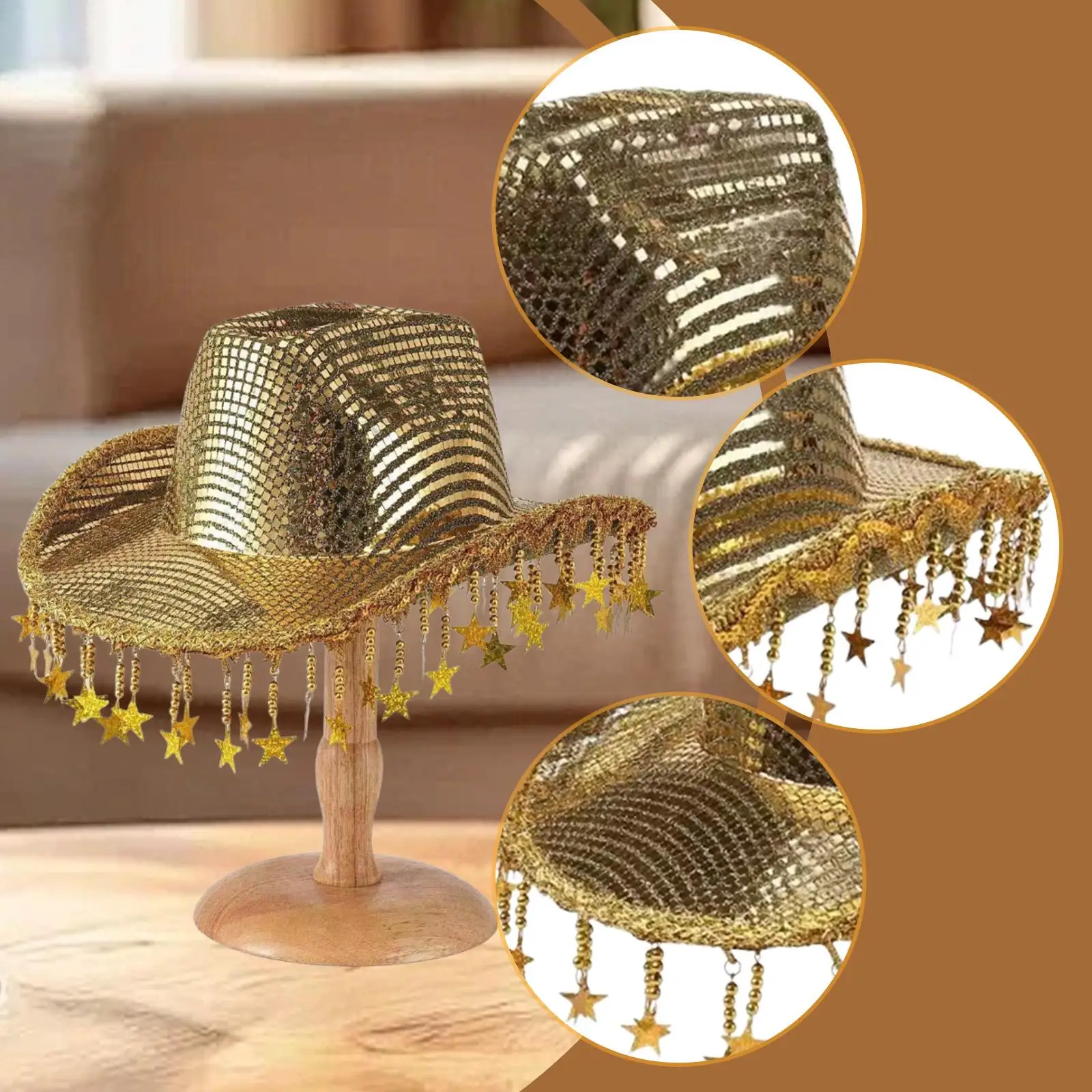 قبعة رعاة البقر للنساء شرابة راعية البقر قبعة الجاز قبعة للحزب هدية صور الدعائم