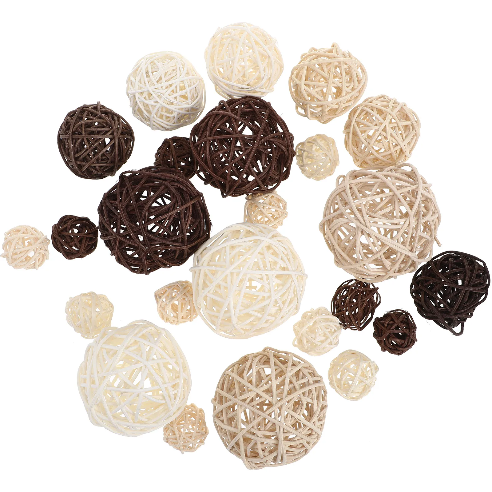 

24 Pcs Vine Balls Rustic Hanging Christmas Tree Ornaments DIY Craft Supplies Sepaktakraw Wooden Decor Home Office Cafe