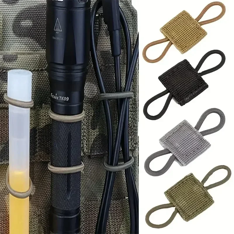 50pcs Elastic Nylon Webbing Ribbon Buckle Outdoor Hiking Hunting Backpack Vest PTT Antenna Stick Pipe Binding Retainer
