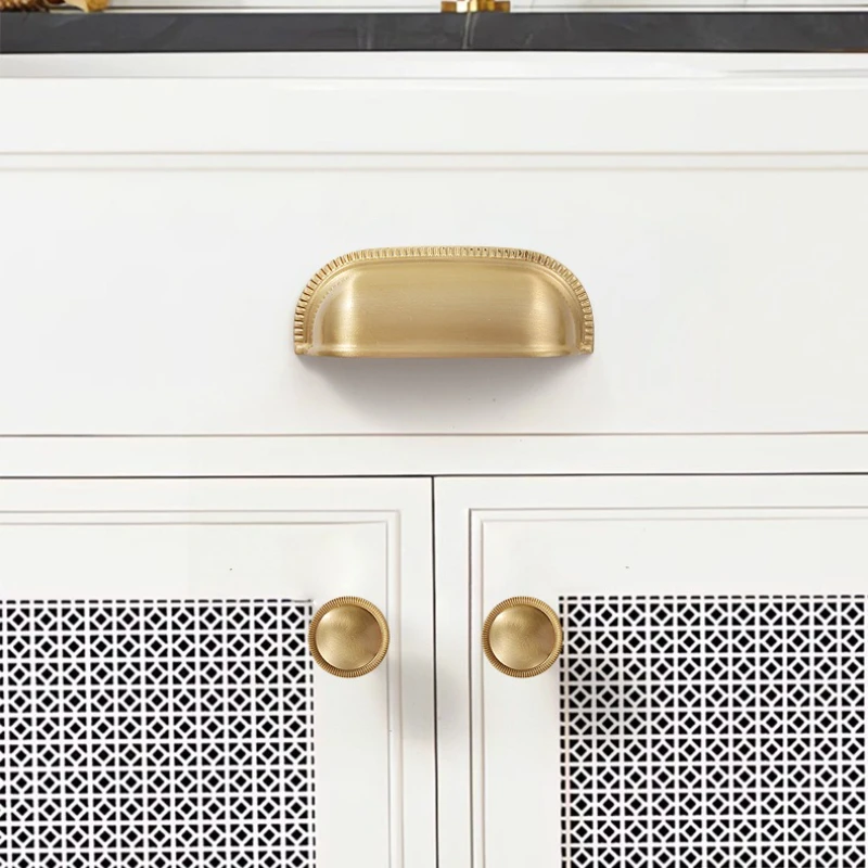 European Solid Brass Handles for Furniture Shell Shape Cabinet Knobs and Handles Kitchen Drawer Handles Shoe Cabinets Pulls - Detail 1