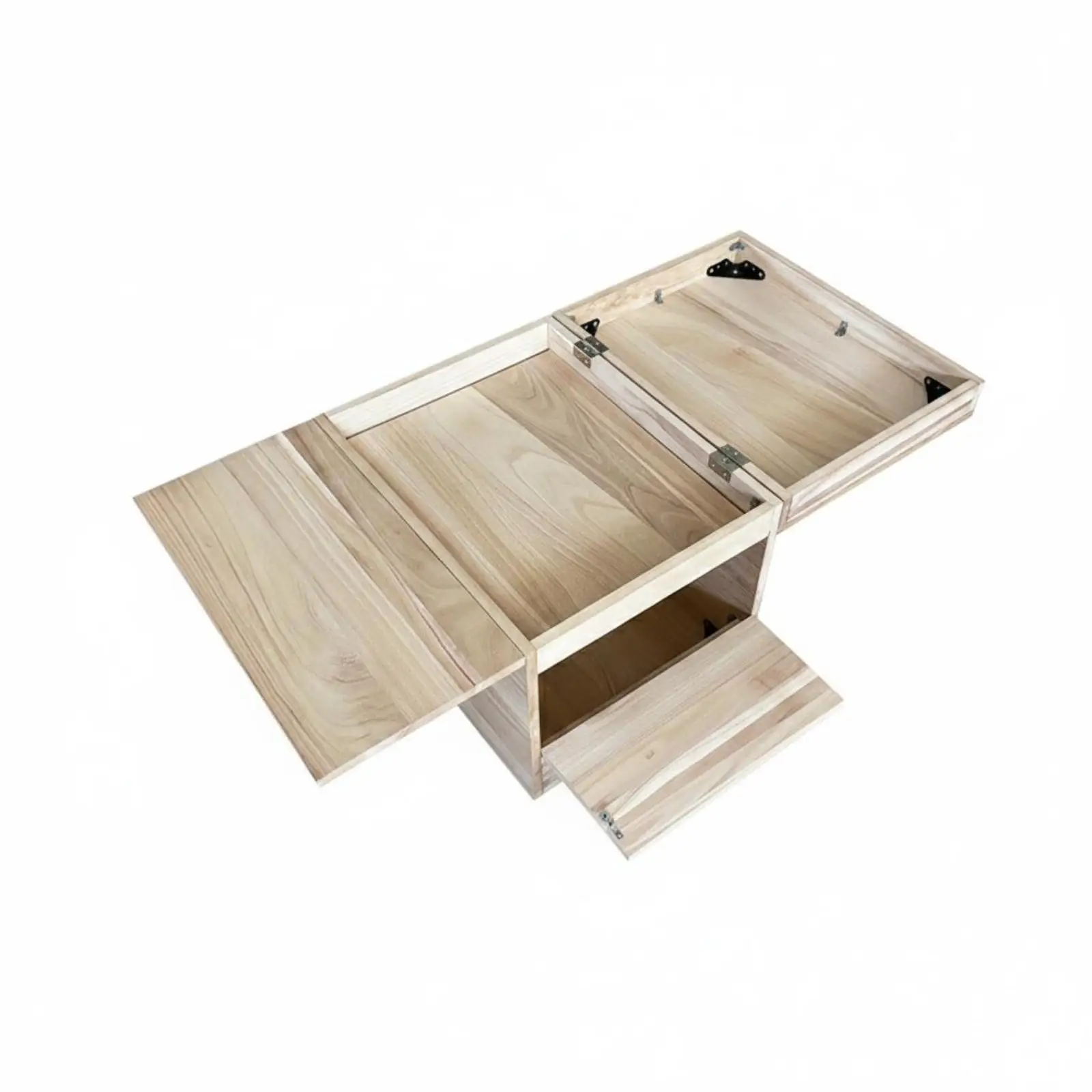 Portable Folding Wood Storage Box with Metal Hardware for Organizer Display Case