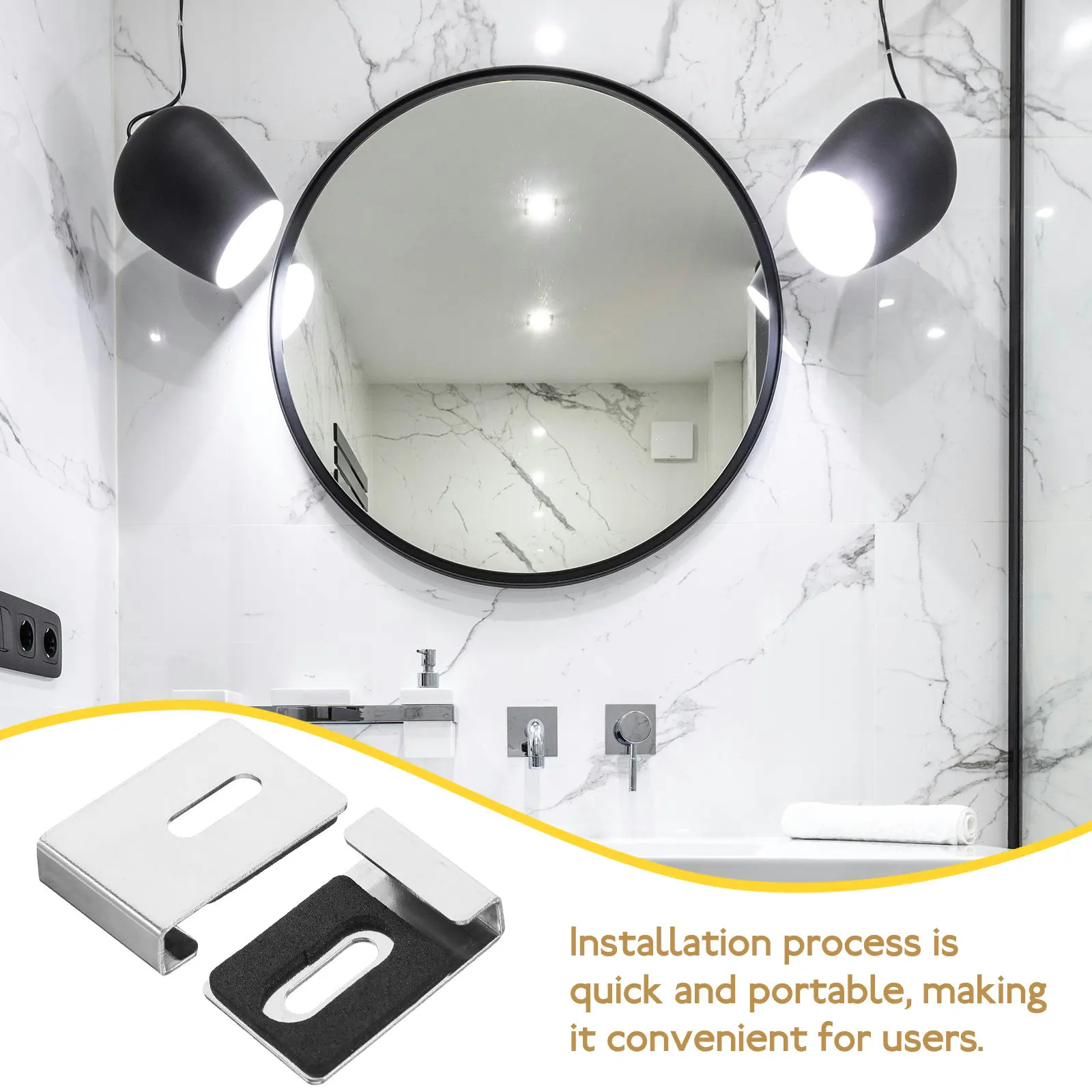 Framless Mirror Brackets Heavy Clips for Wall Mounting Duty Glass Clamp Frameless Hangers Bathroom