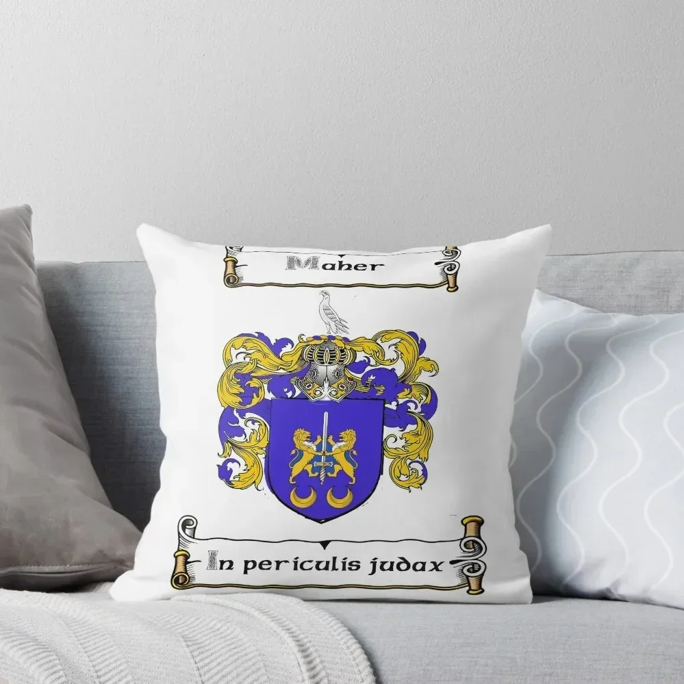 Maher Family Crest and Motto Throw Pillow autumn pillowcase Sofa Cover Cushions For Children Luxury Sofa Cushions pillow