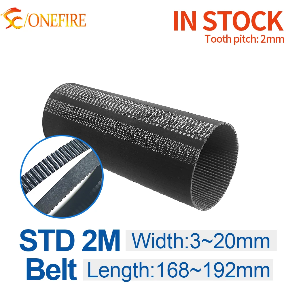 STS S2M Rubber Timing Belt Length 170/172/176/180/182/184/186/188/192mm Width 3/5/6/9/10/12/15/20mm Toothed Belt