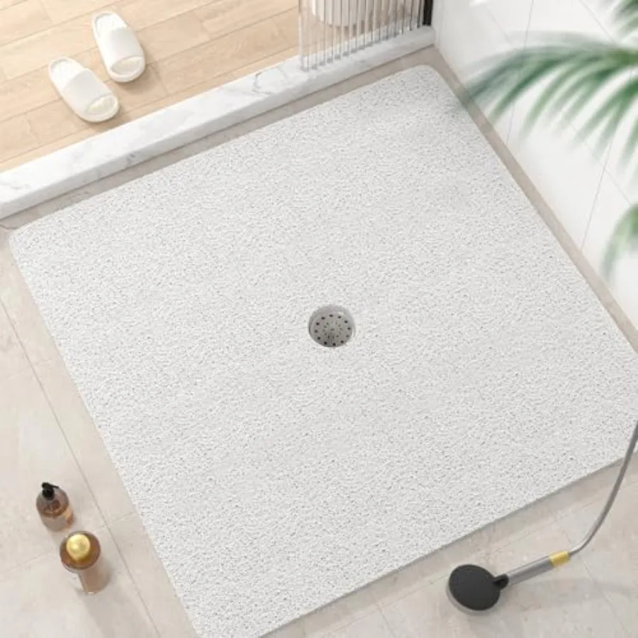 

Квадратный коврик для душа 40 x 40 дюймов, нескользящий коврик для ванны из мягкого ПВХ с отверстиями для слива, быстросохнущий коврик для ванной комнаты