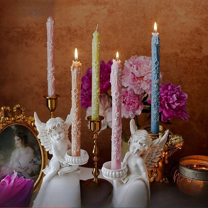 Embossed Long Candles for Candlesticks Taper Scented Wedding Candles Ceremony Home Decorations Item