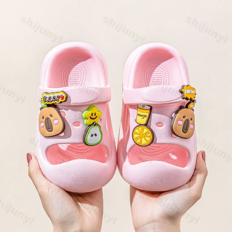 

Capybara Slippers Kids Summer Beach Shoes Cartoon Cute Comfort Slippers Anti Slip Platform DIY Mules Clogs Garden Beach Slippers