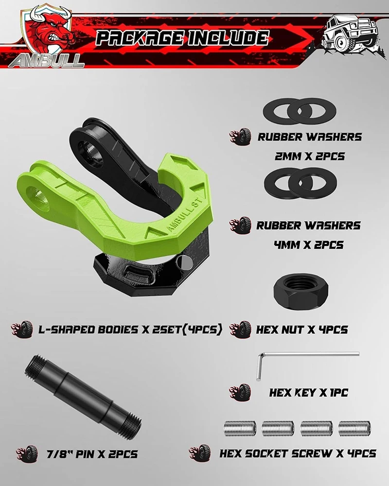 2pcs D Ring Shackles 3/4